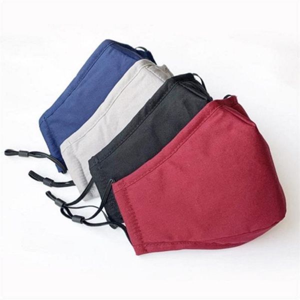 

designer washable reusable face mask anti pollution cotton mouth masks pm2.5 carbon filters anti dust adjustable ear loop cloth mask fy9049, Black
