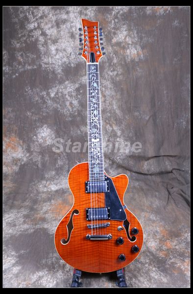 

Star hine 12 tring emi hollow body electric guitar lj 12p flamed maple flower inlay
