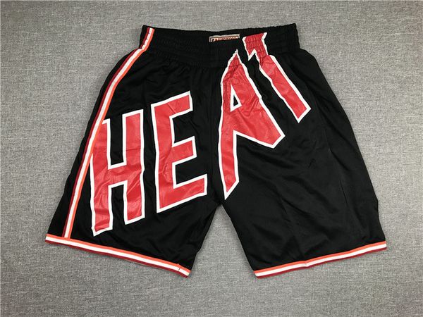 

miami heats men city nba pants mitchell&ness big face pocket shorts s-2xl, Black