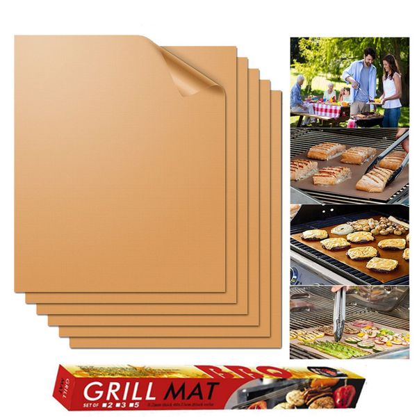 

bbq grill mat copper non-stick barbecue baking liners reusable cooking sheets ptfe bakeware sheet easy clean