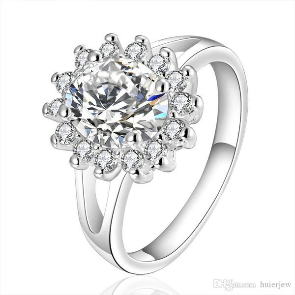 

cubic zirconia diamond engagement ring wedding crystal plated 925 sterling silver rings gemstone rings, Golden;silver