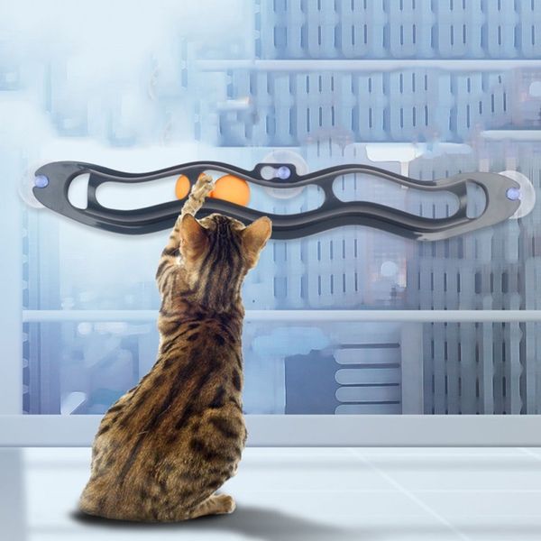 

pet dogs cats suction cup track ball toys funny cat toy suction cup track table tennis sports ball agile kitten training