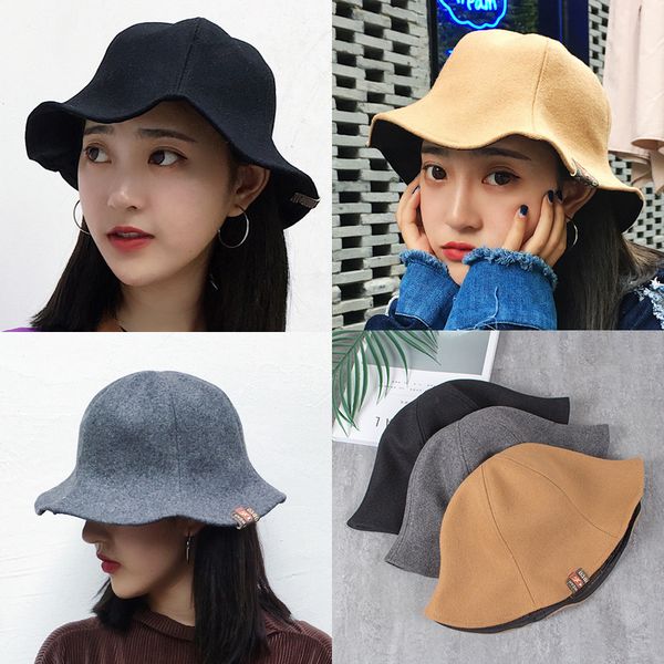 

ins popular bucket hat fashion solid women hat sun beach hats mens outdoor travel hats woolen fishing hunting cap