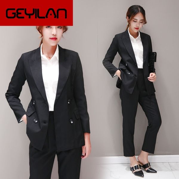 

women's jacket suit female 2019 autumn new fashion wild small suit trousers two-piece temperament fashion slim slimming overalls, White;black