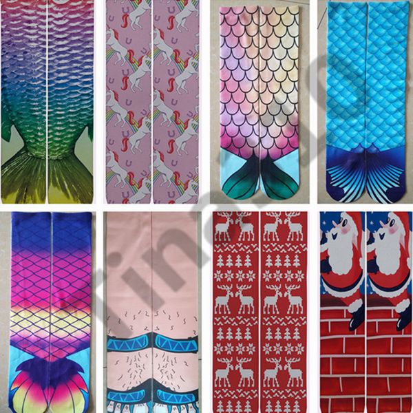 

3d socks women ladies mermaid printing stocking new cartoon cosplay costume bottoming fish long socks home clothing 120pair t1i1150, Blue;gray