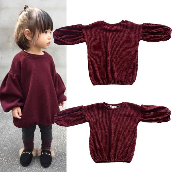 

girls clothes lantern sleeve outwear toddler baby girls solid sweaters kids tee shirt children blouse 2019 spring 6m-4t, White;black