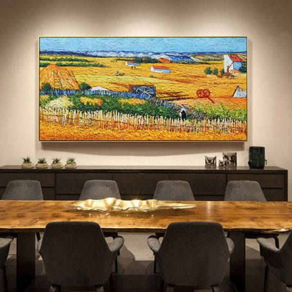 

cr gold wheat field decorative painting wall art framework pictures modern painting for living room background wall oil