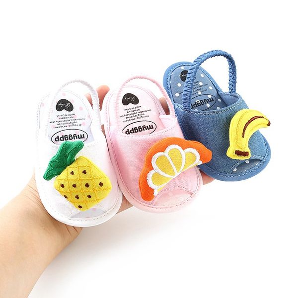

2020 new arrivals summer baby girls cute fruit print prewalker soft bottom shoes girls baby toddler sandals princess shoes, Black;red
