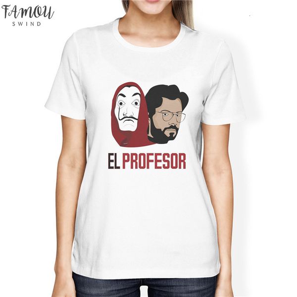 

la casa de papel tshirt money heist tees tv t shirt women short sleeve house of paper funny t shirt, White
