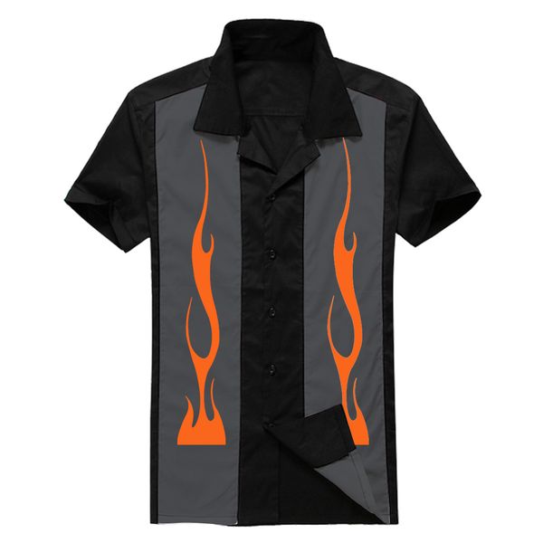 

50s rockabilly shirts men vintage punk rave rock-n-roll apparel short sleeve funny printed rock shirt mens casual hip hop shirts, White;black