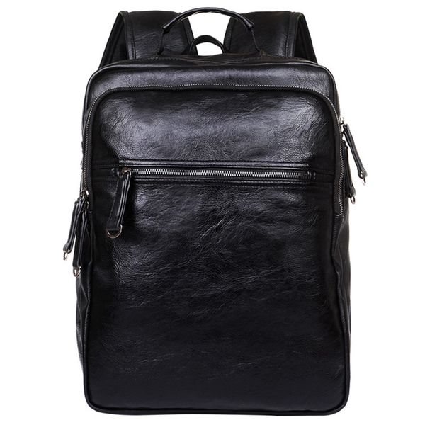 

men leather backpack high travel rucksack school backpack mens lapbusiness shoulder bag black