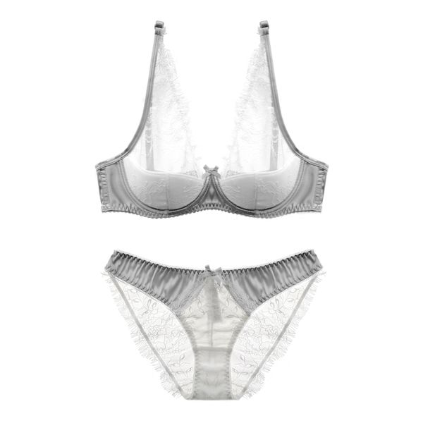 

transparent mesh lace solid black underwear elegant women open cup bra set, Red;black