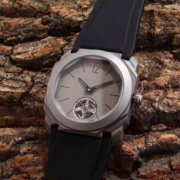 

men's professional sports watch 46mm high-end designer multi-functional automatic mechanical watch, leather watchband wrist watch, Slivery;brown