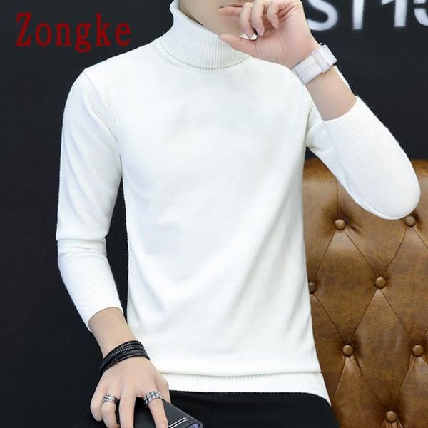 

zongke knitted sweater men clothing mens turtleneck pull sweaters turtleneck men clothes pullover 2020 autumn winter new -2xl, White;black