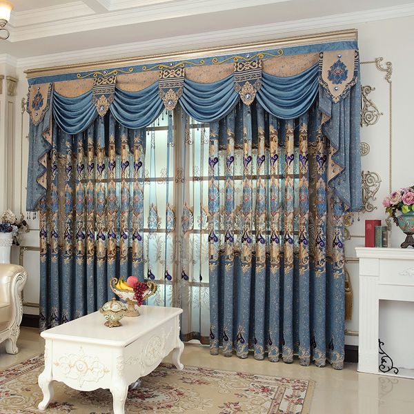 

european chenille openwork embroidery curtains for living dining room bedroom