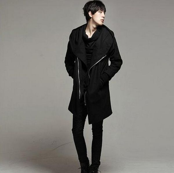 

s-4xl sell like cakes 2017 spring/autumn men new fashion leisure big hat loose dust coat, Black