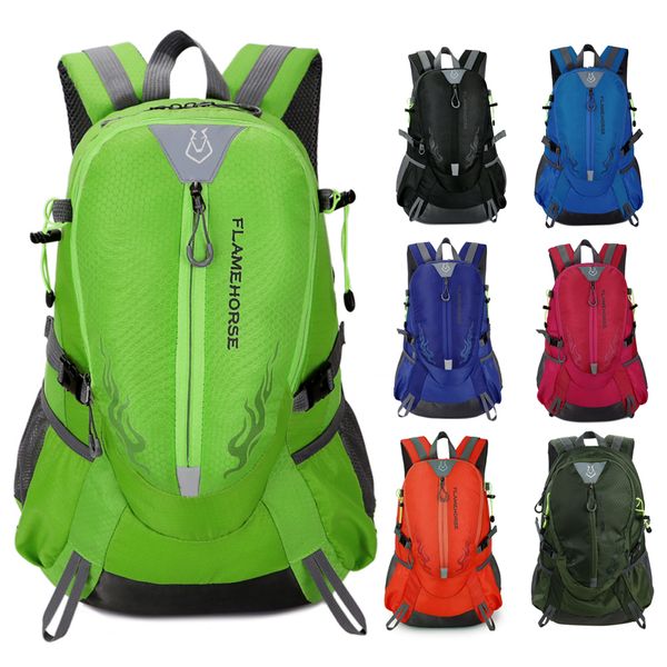 

flame horse outdoor hiking backpack waterproof nylon big capacity mountain climbing camping backpack travel bag rucksack