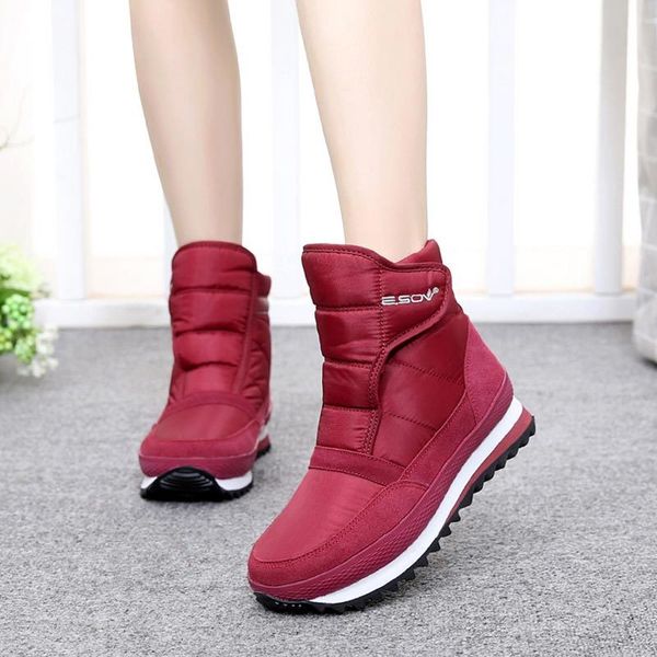 

winter 2019 fashion solid waterproof casual shoes woman hook&loop ankle warm plush snow women boots mx200324, Black