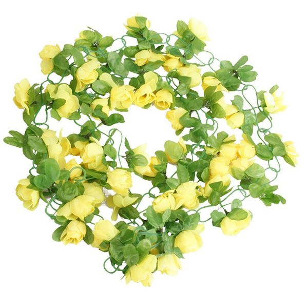

artificial rattan fake yellow rose rattan vine plant for wedding garland fake foliage flowers home kitchen garden office wedding