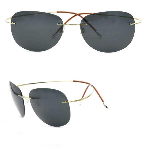 

pp3001t designer men polarized rimless titanium sunglasses