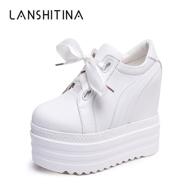 

new spring 2018 women 14cm high heels casual shoes wedges platform women shoes chaussure summer height increasing white pumps t200525, Black