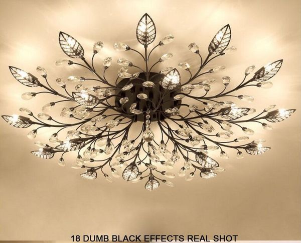 

modern k9 crystal led flush mount ceiling chandelier lights fixture gold black home lamps for bedroom kitchen living room myy