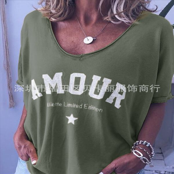 

2019 summer short-sleeved letter printed round collar t-shirt women's wear 2019 summer short-sleeved letter printed round collar t-shir, White