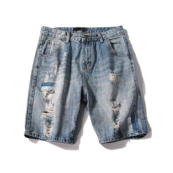 

moruancle men's vintage ripped short jeans washed blue distressed denim shorts with holes hi street destroyed jean shorts