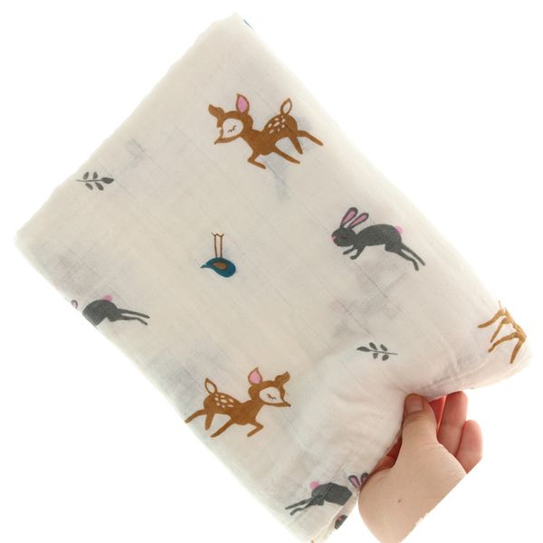 

blankets & swaddling cartoon print born baby muslin blanket infant cotton envelope wrap for kid bath towel bedding