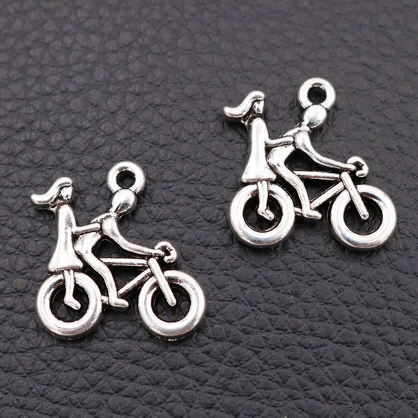 

wkoud 10pcs antique silver couple's bicycle metal pendant nostalgic necklace bracelet diy handmade jewelry findings 21*20mm, Bronze;silver