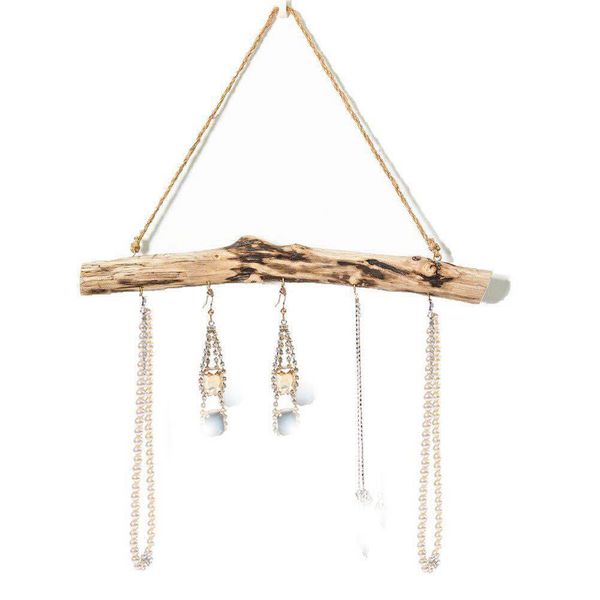 

household decor necklace jewelry organizer hanger hanging multi hook living room wall mount holder earrings wooden rack display