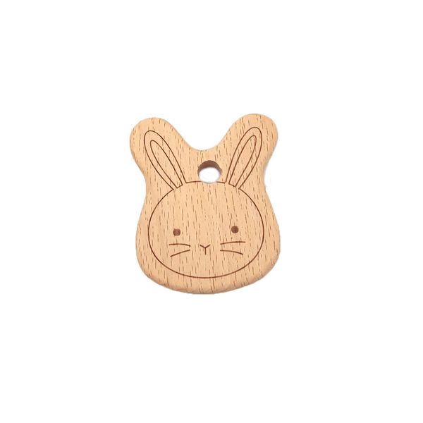 

4pcs natural wood rabbit teether cartoon animal shape wooden baby teether toy safe newborn kids teething toys baby shower gift