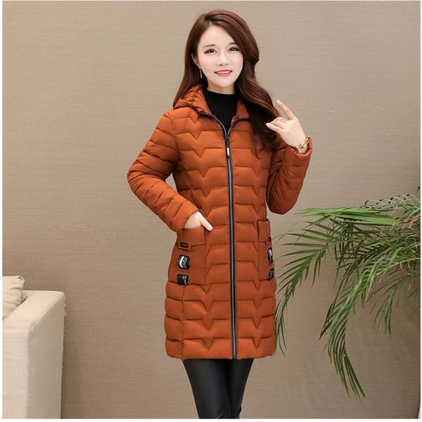 

winter jacket women new warm down cotton clothing coat large size female jacket long sleeve hooded cotton coat thin 6xl 835, Black