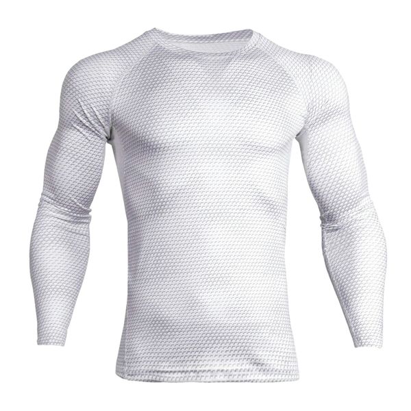 

men white tight sports shirt long sleeves fitness gym running tee, White;black