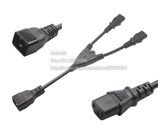 Cabos do adaptador, IEC320 C20 Macho a 2 x C13 Feminino Y Splitter Cabo de alimentação do cabo UPS Cabo de alimentação Cerca de cerca de 30cm / 5pcs