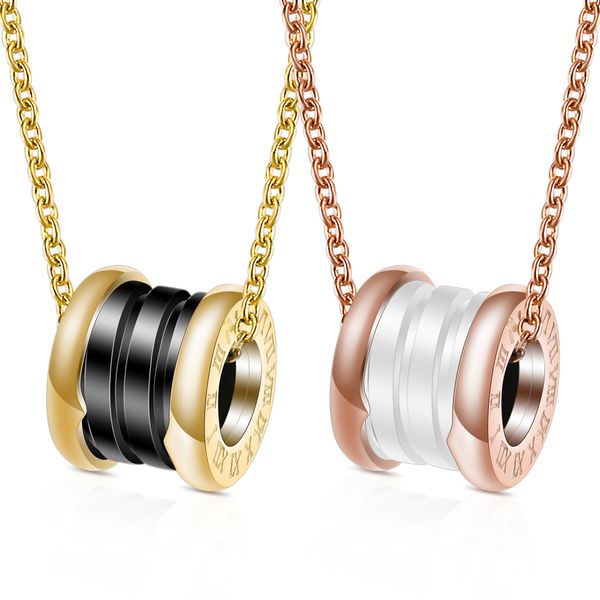 

stainless steel ceramic necklace titanium roman digital creative necklace roman text small red man collarbone chain pendant, Silver