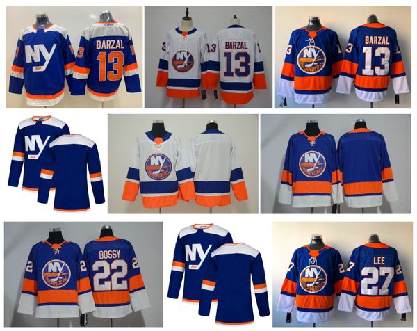 

nhl new york islanders jersey 13 mathew barzal 2019 third 3rd alternate 27 anders lee 22 mike bossy blue white home away hockey jerseys, Black;red