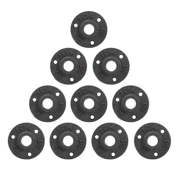 

10pcs malleable cast iron floor flange fittings for diy pipe shelf door handle