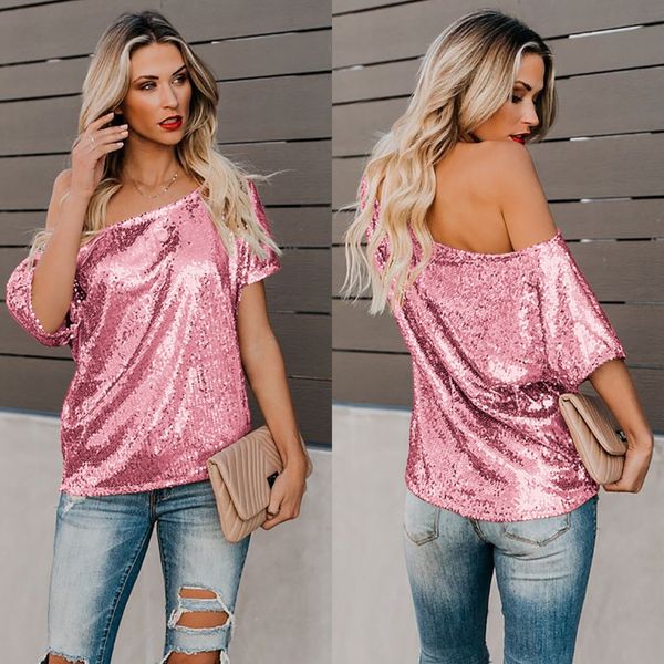 

женская дизайнерская футболка с коротким рукавом solid color bronzing shoulder top t-shirtpzaq, White