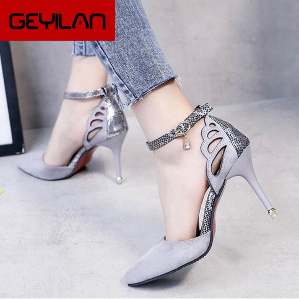 

summer pointed toe high heels shoes female fashion hollow with sandals thin breathable shoes women pumps f26, Black