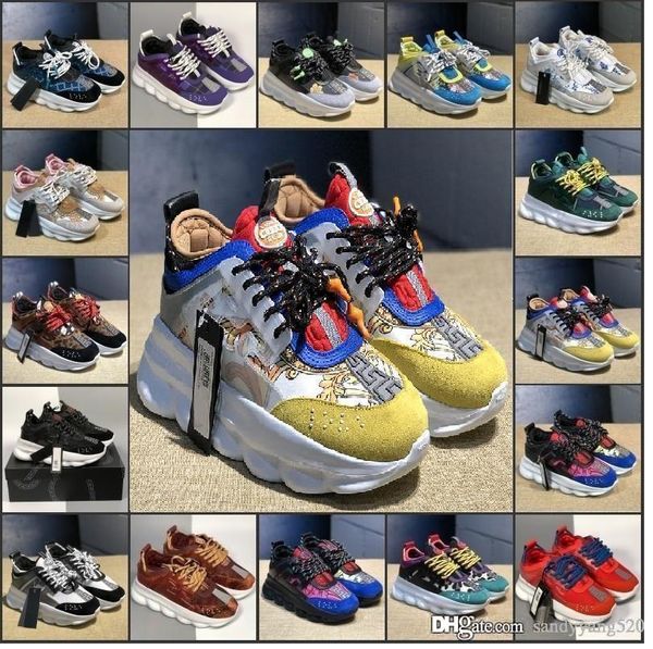 

2020 цепные реакции роскошный мужской дизайнер женской обуви случайные Medusa замша воздуха черное платье тренеры классический Zapatos Sports кроссовки US 5.5-11