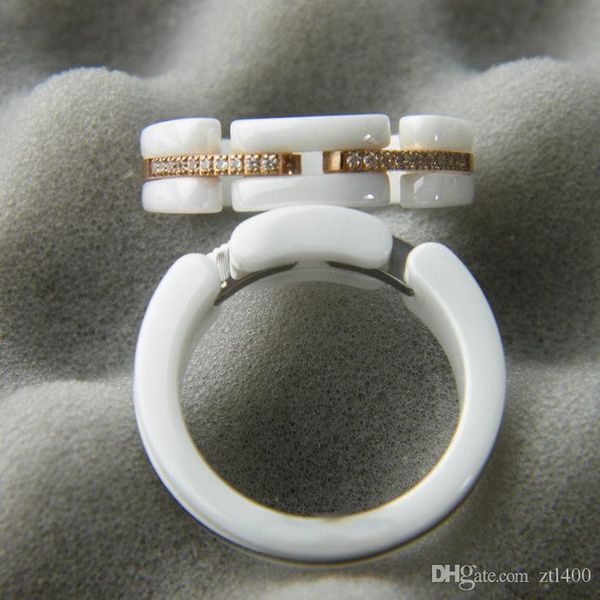 

c ceramic ring paris c diamond ring ultra series black & white women wedding party rings young & unique & distinctive ring, Slivery;golden