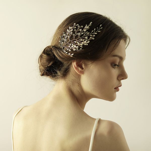 Acessórios para o cabelo pente de cabelo de noiva com strass pérolas cristais jóias de cabelo de noiva headpieces de casamento para mulheres BW-HP857