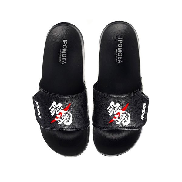 

anime gintama soft bottom pvc casual buckle slippers babouche sandals slides, Black