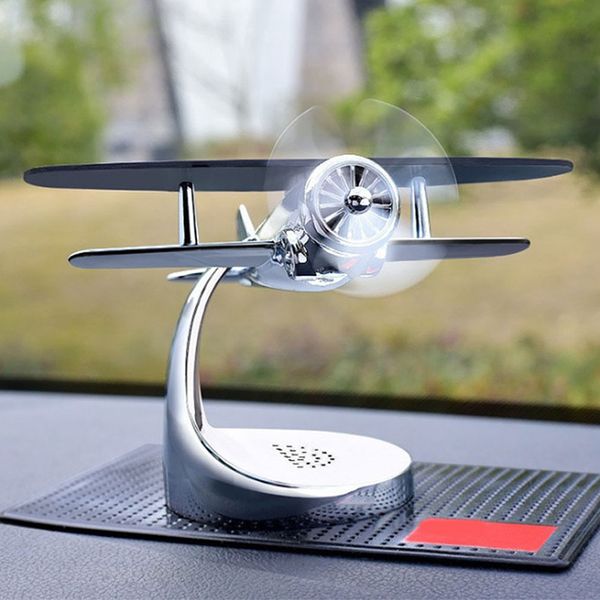 

mini dashboard styling home aircraft model alloy solid solar energy rotate air freshener car decoration interior