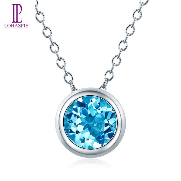 

925 sterling silver necklace pendant for women jewelry gift natural gemstone round swiss blue z solid fine jewelry wholesale new, Black