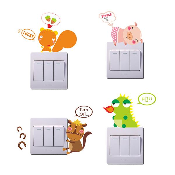 

10 designs lovely animals dark light switch sticker children room home decor nursery room decoration bedoom kids room decor