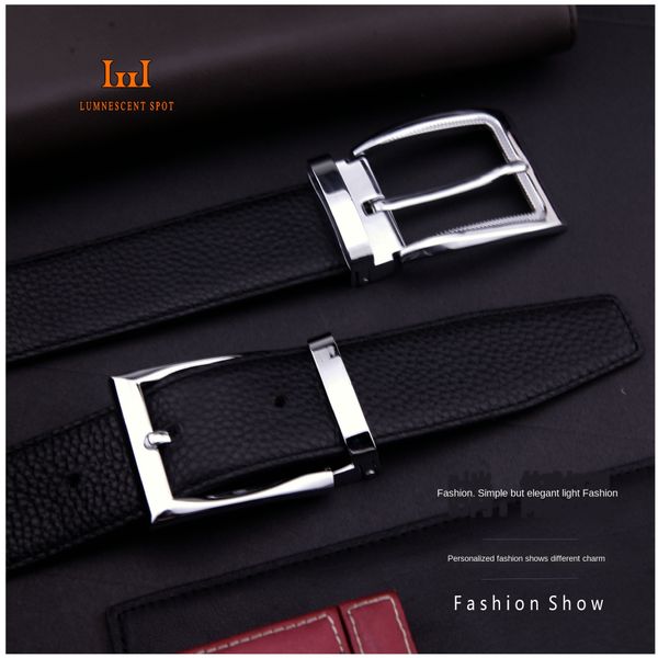 

men's grade cowhide pin buckle belt business casual various types of buckle genuine leather belt, Black;brown
