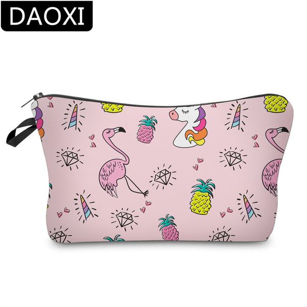 

daoxi 3d printing flamingo cosmetic bags cute unicorn makeup bag for travel dx51482