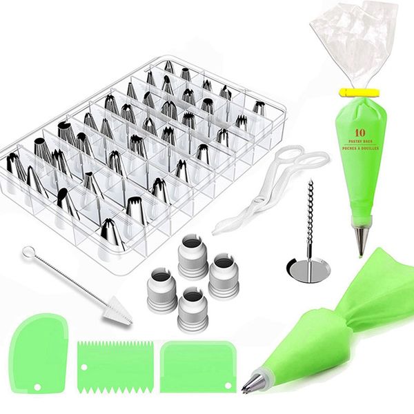 

62pcs cake decorating supplies cake baking tools with 36x stainless steel icing piping tip russian pastry nozzles set pastry b
